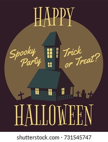 Happy halloween poster. Cartoon vector illustration.