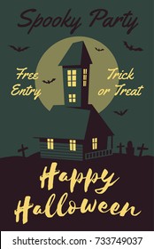 Happy halloween poster. Cartoon vector illustration.
