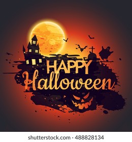 happy halloween poster with creepy castle