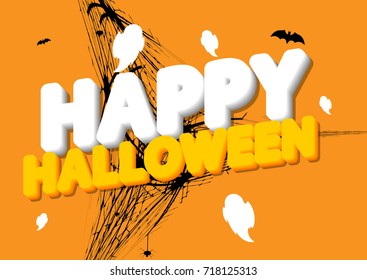 Happy Halloween, poster design template, vector illustration