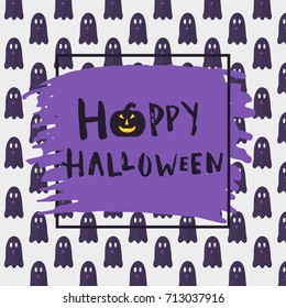 Happy halloween poster design with traditional symbols and hand drawn lettering. Vector illustration can be used for wallpaper, web page, holiday card, invitation and party design.
