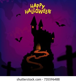 Happy halloween poster design with traditional symbols.