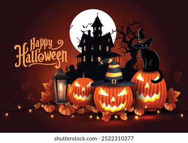 happy Halloween poster, flyer, banner creative design. abstract  vector illustration design