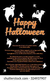 Happy Halloween Poster with Ghosts and Copyspace, Vector