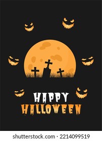 Happy Halloween Poster and greeting card with Jack O lantern and Dark Color. Suitable to use on Halloween event. Also suitable for uploading social media at Halloween event