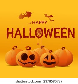 Happy Halloween poster, greeting card, party invitation. Vector illustration.