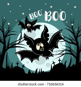 Happy Halloween poster with lettering. Vector illustration.