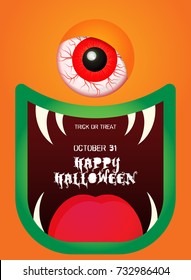 Happy Halloween Poster with Monster Face