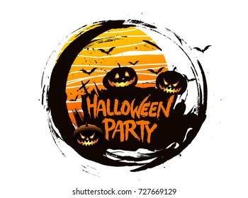 Happy Halloween Poster, night background with creepy pumpkins, illustration. vector elements for banner, greeting card Halloween celebration.