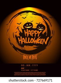 Happy Halloween Poster, night background with creepy pumpkins, illustration. vector elements for banner, greeting card Halloween celebration.