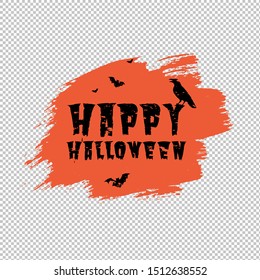 Happy Halloween Poster With Orange Blot With Gradient Mesh, Vector Illustration