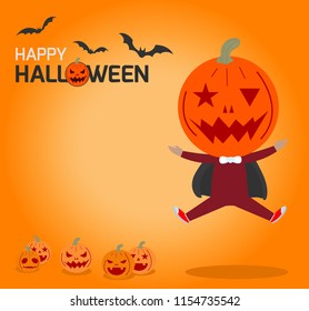 Happy Halloween Poster Party and theme design background, Group of child in Halloween costume jumping, Happy Halloween,Template for advertising brochure,your text, Vector Illustration