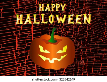 Happy Halloween poster with a picture of a pumpkin on red-black background
