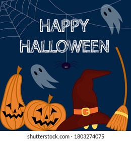 Happy halloween poster. Pumpkin banner