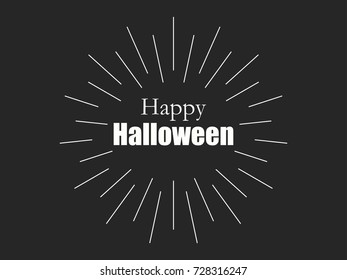 Happy Halloween poster with rays. Sunburst round. Vector illustration
