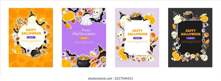 Happy Halloween poster sale set for social media promotion.