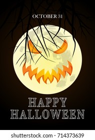  Happy Halloween Poster with scary face 