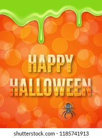 Happy Halloween poster with spider. Vector illustration. EPS10