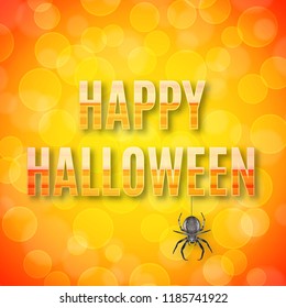 Happy Halloween poster with spider. Vector illustration. EPS10