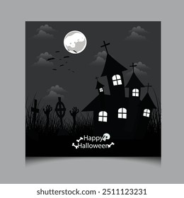 Happy Halloween poster template. happy halloween background
design Halloween festival concept vector illustration
