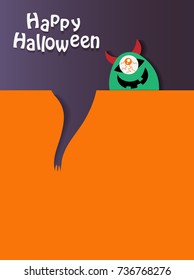 Happy Halloween, poster template. Funny Monster Vector illustration.