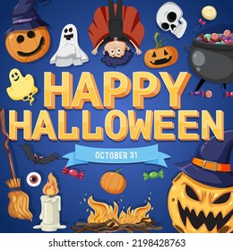 Happy Halloween Poster Template illustration