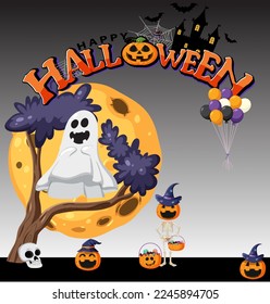Happy Halloween poster template illustration