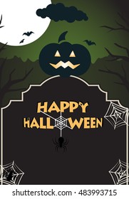 Happy Halloween poster. Template of halloween party. Vector illustration