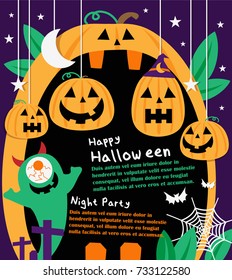 Happy Halloween, poster template. Vector illustration.