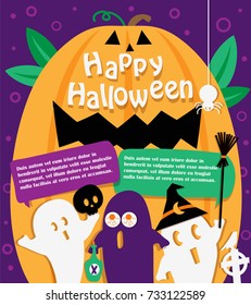 Happy Halloween, poster template. Vector illustration.