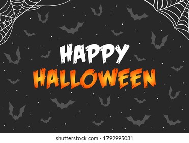 Happy halloween poster, trick or treat card, halloween bat seamless pattern, flyer template with horror elements, halloween vector illustration