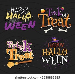 Happy Halloween poster, Trick or Treat banner, illustration and vector.