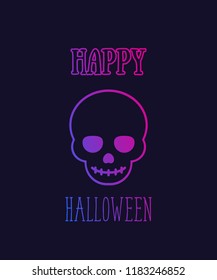 Happy halloween poster, vector card with cartoon skull