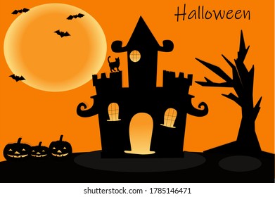 Happy Halloween poster. Vector illustration. Animal cartoon character for children, kids, business, special offer, greeting card