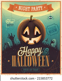 Happy Halloween Poster. Vector illustration.