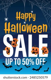 Happy Halloween Poster. Halloween vector illustration with halloween pumpkins, and halloween elements.