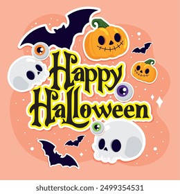 Happy Halloween poster Vector illustration