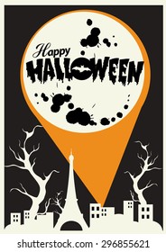 Happy Halloween poster Vector illustration.