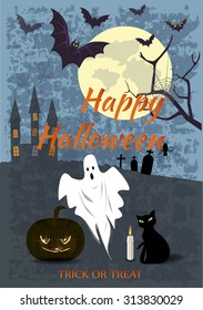 Happy Halloween Poster. Vector illustration.