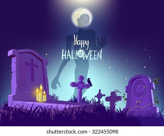 Happy Halloween poster, vector illustration