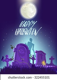 Happy Halloween poster, vector illustration