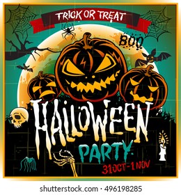 Happy Halloween Poster. Vector illustration. art