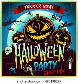 Happy Halloween Poster. Vector illustration. art