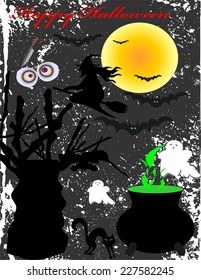 Happy Halloween Poster. Vector illustration.Cute bat. Happy Halloween card. Vector illustration