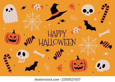 Afiche feliz de Halloween. Banner violeta de Halloween