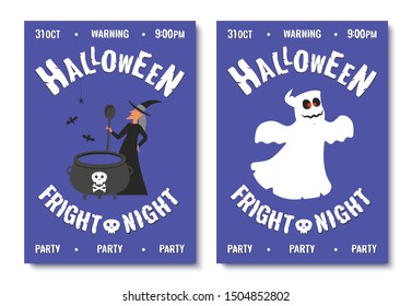 Happy halloween posters. Halloween party invitations or greeting cards. Vector illustration