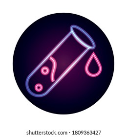 happy halloween, potion flask spell horror trick or treat party celebration neon icon style vector illustration