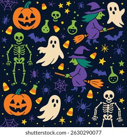 Happy Halloween Print Design in Vector