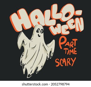 happy halloween print for t shirt designs. vector drawing ghosts for halloween