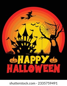 Happy halloween print template t shirt design 